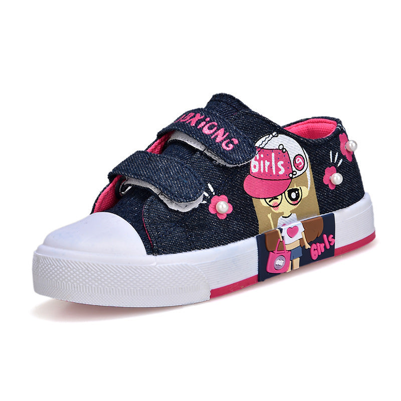 Children's Velcro Canvas Trainers – Breathable, EU 21–38