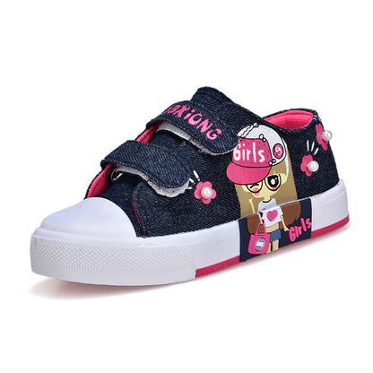 Children's Velcro Canvas Trainers – Breathable, EU 21–38