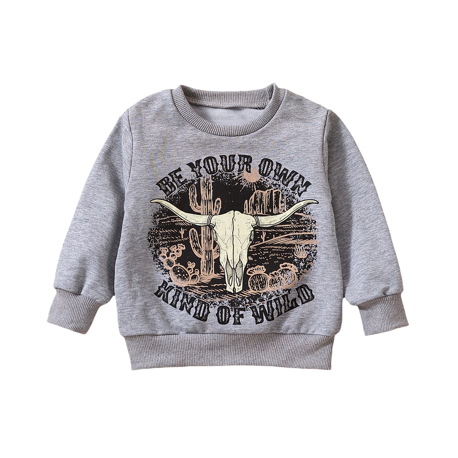 Children's Cotton Letter & Cow Print Sweatshirt | Kids Top