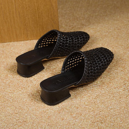 Women's Woven Upper Flat Sandals – Square Toe Casual | EU 35–40