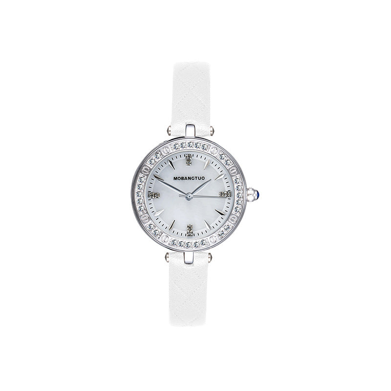Women's Mineral Glass Quartz Watch | Roman & Diamond Dial