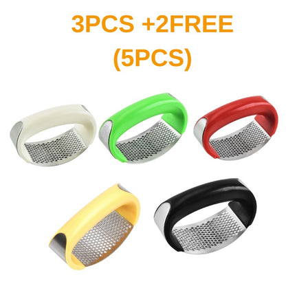 Stainless Steel Garlic Press — 304 Grade Manual Garlic Crusher with Non-Slip Handle