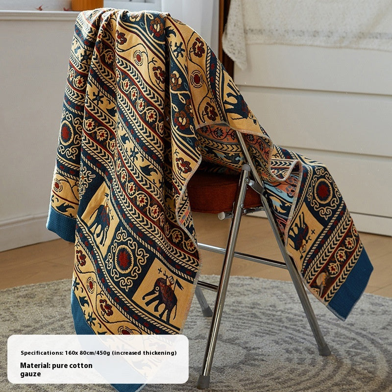 Bohemian Cotton Gauze Beach & Bath Towel | Oversized 160×80cm | 7 Designs