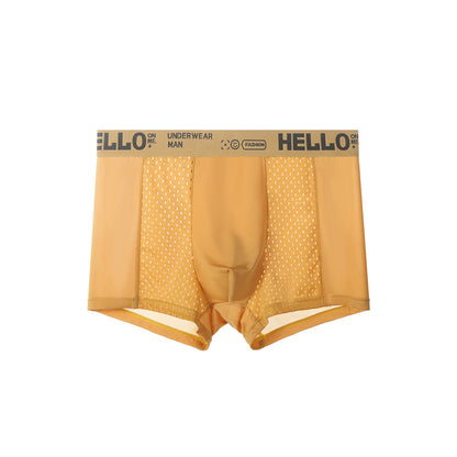 Men's Ice Silk Mesh Boxer Briefs – Antibacterial Breathable Mid-Waist 4 Colours