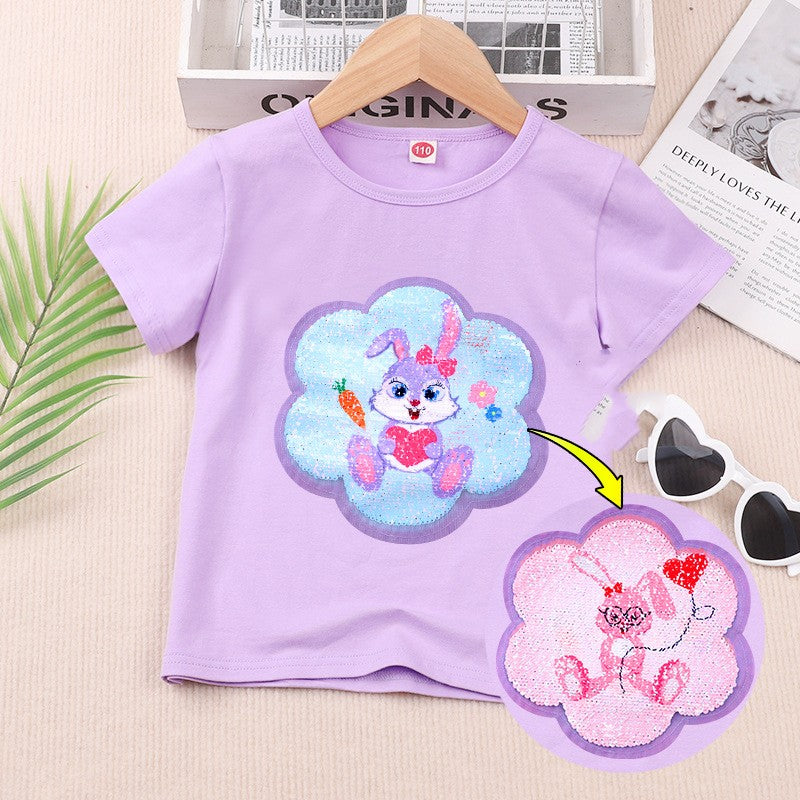 Kids Colour-Changing Short Sleeve T-Shirt – Heat Reactive Glitter Print