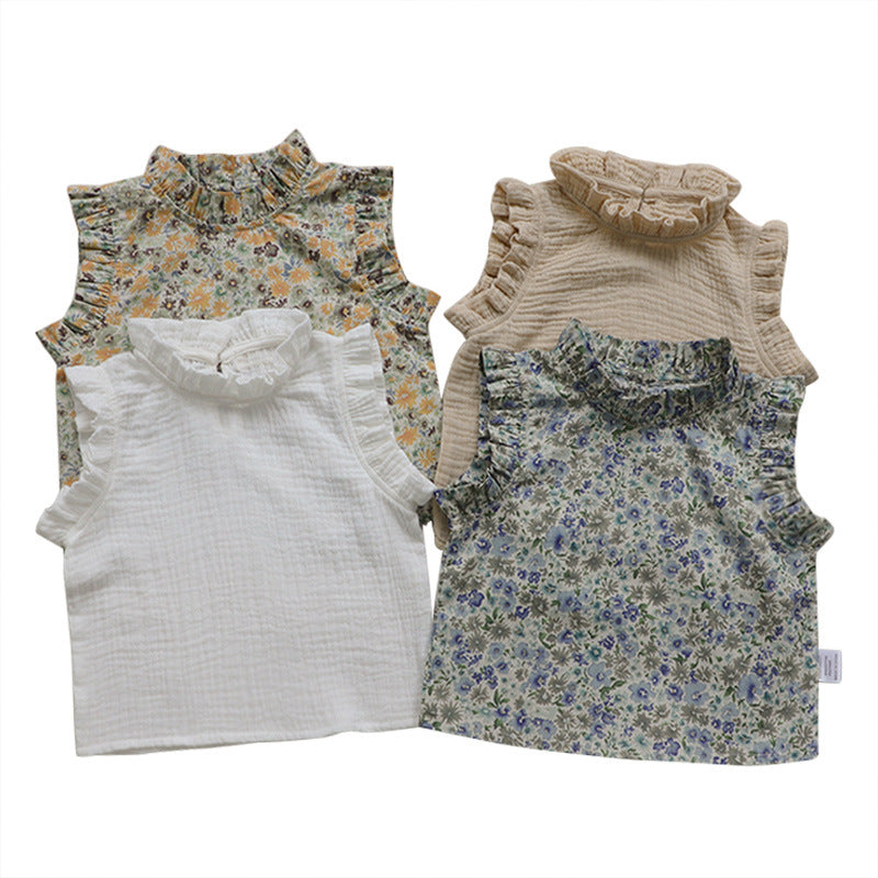 Girls' Baby Floral Sleeveless Vest Top – Korean Style | 4 Designs