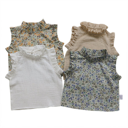 Girls' Baby Floral Sleeveless Vest Top – Korean Style | 4 Designs