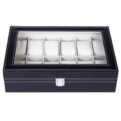 12-Slot Leather Watch Box – Display Case & Organiser for Men & Women