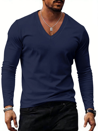 Men's Solid Colour V-Neck T-Shirt - Short Sleeve Casual Tee 7 Colours