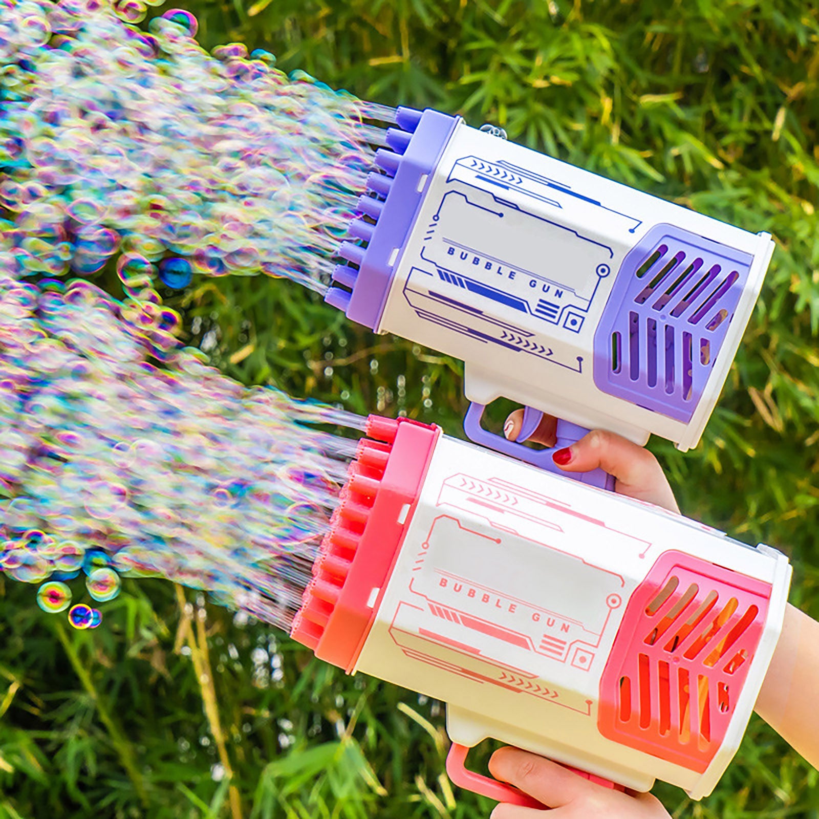 69-Hole Rocket Bubble Gun with LED Lights - Kids Bubble Toy