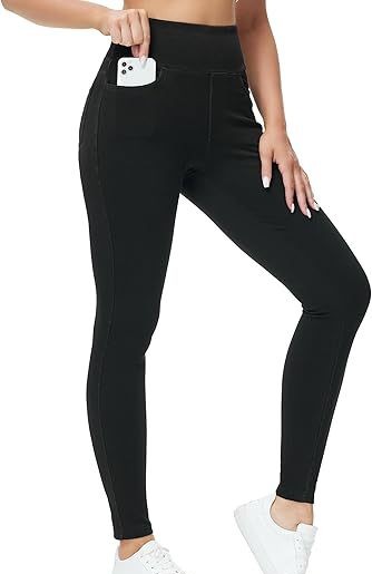 Women's High-Waist Faux Denim Slim Trousers - Elastic Waist, 3 Colours