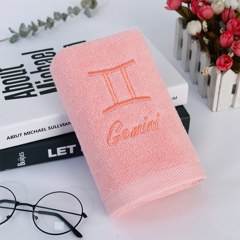Zodiac Constellation Embroidered Cotton Towel | All 12 Star Signs | 2 Sizes