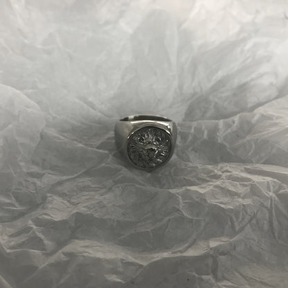 Men's Titanium Steel Lion Head Ring – Retro Wild Hip Hop Statement Band in Silver