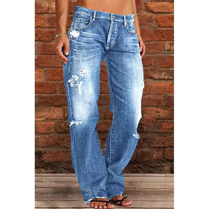 Women's High-Waist Loose Fit Jeans - Raw Hem, 10 Colours, S-5XL