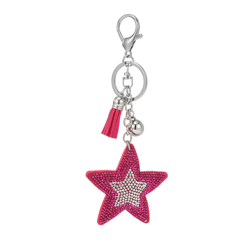 Velvet Pentagram Star Tassel Keychain | 8 Colours