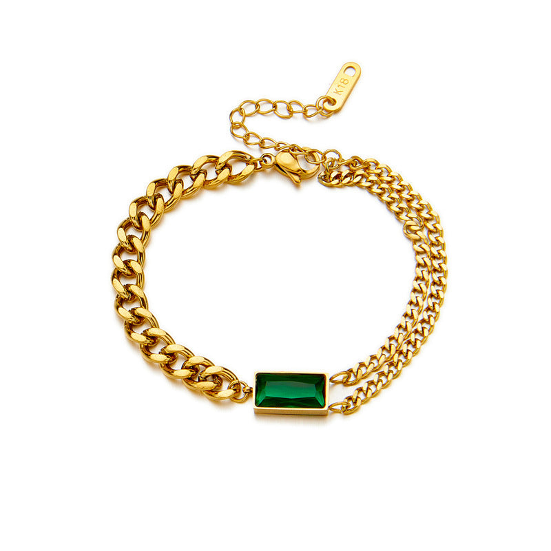 Cube & Chain Electroplated Titanium Steel Bracelet