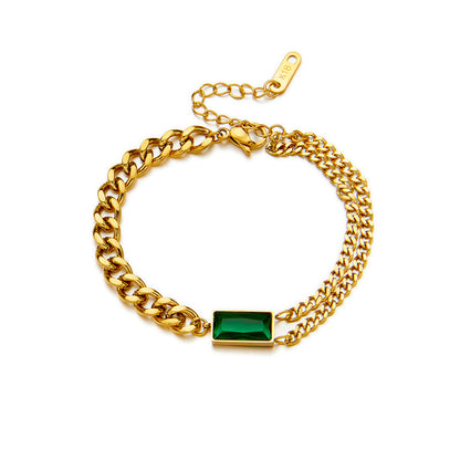 Cube & Chain Electroplated Titanium Steel Bracelet
