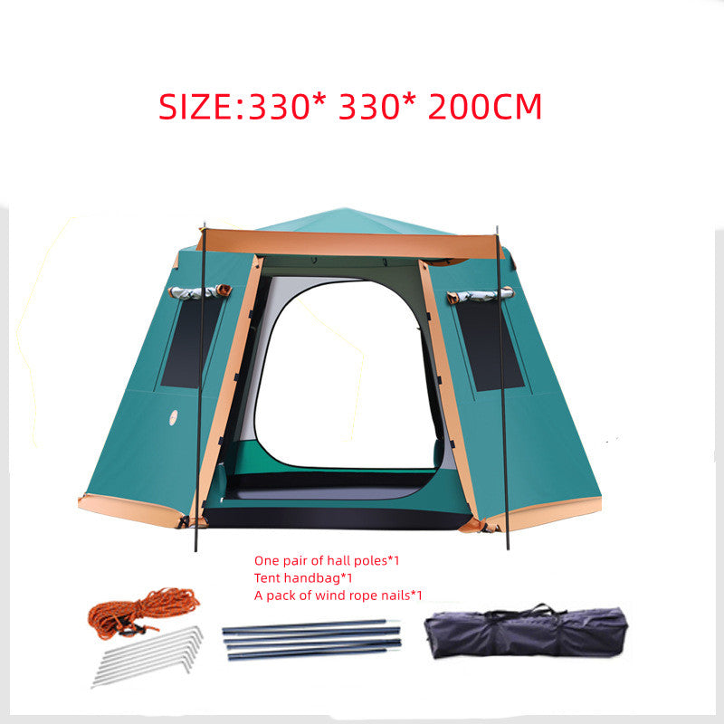 4-6 Person All-Aluminium Hydraulic Frame Camping Tent – 9,673mm Waterproof Snow Skirt Green, Blue & Coffee