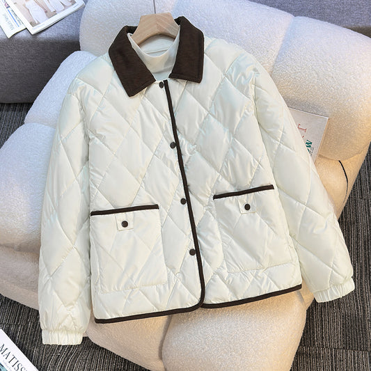Women's Diamond Quilted Short Jacket | Loose Fit Padded Coat