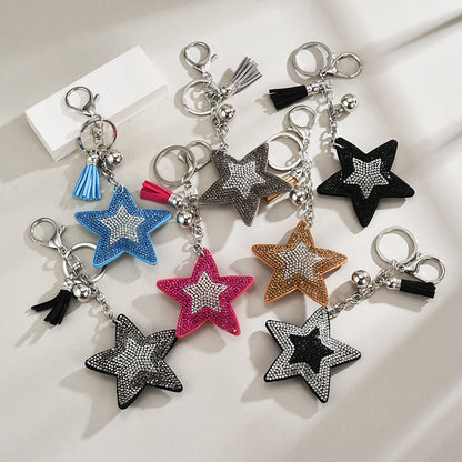 Velvet Pentagram Star Tassel Keychain | 8 Colours