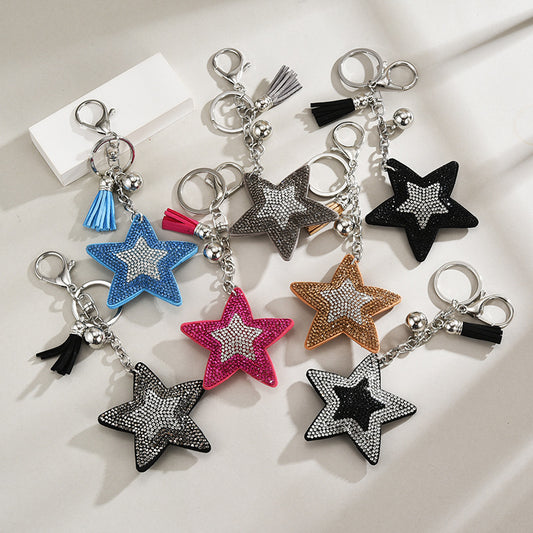 Velvet Pentagram Star Tassel Keychain | 8 Colours