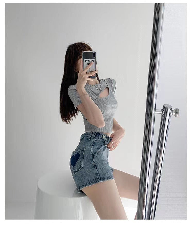 High Waist A-Line Denim Shorts | Wide Leg | Blue | Sizes S-XL