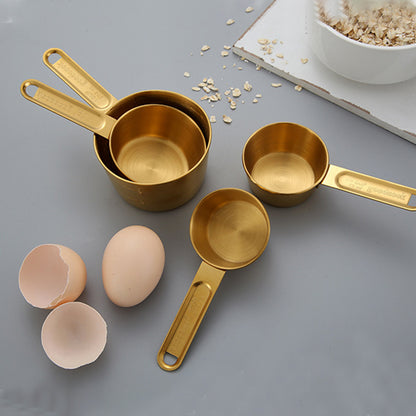 Stainless Steel Measuring Cups & Spoons Set 8 Piece | Gold, Rose Gold & Silver