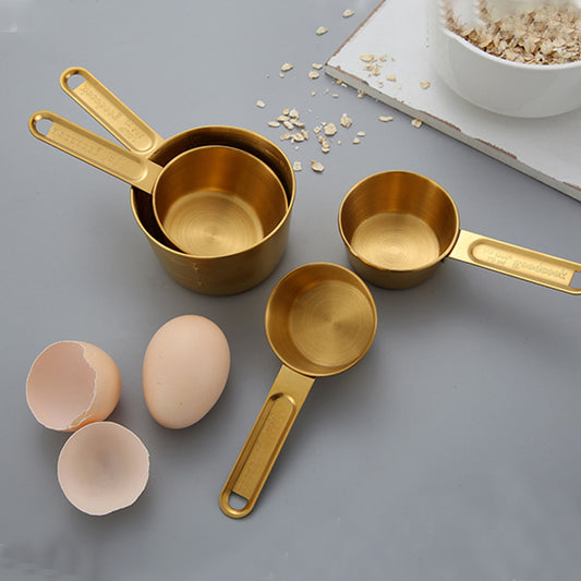 Stainless Steel Measuring Cups & Spoons Set 8 Piece | Gold, Rose Gold & Silver