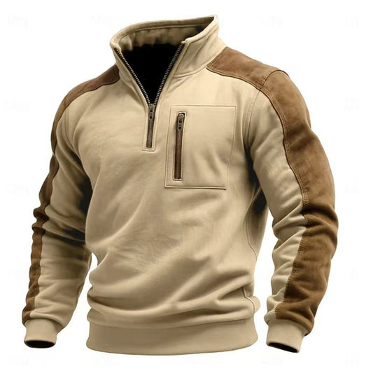 Men's Stand Collar Zip-Up Sweatshirt | Loose Fit | S–3XL