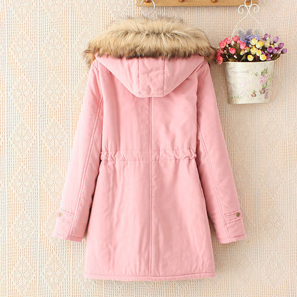 Women's Mid-Length Slim-Fit Hoodie Jacket – Fur Collar | 8 Colours | S–3XL