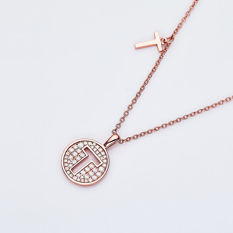 Moissanite Letter T Necklace | Platinum-Plated S925 Silver | GRA Certified