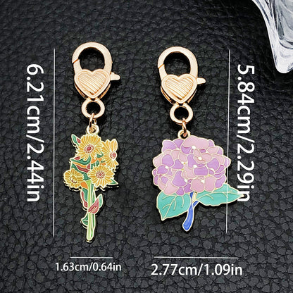 Oil Spot Glaze Flower Bouquet Keyring | Sunflower & Carnation