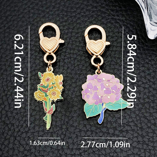 Oil Spot Glaze Flower Bouquet Keyring | Sunflower & Carnation