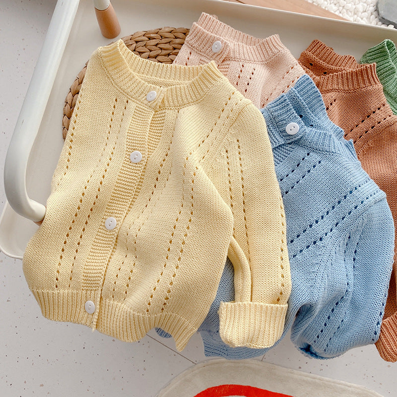 Kids Solid Knit Sweater Coat – Cotton Outerwear for Babies & Toddlers