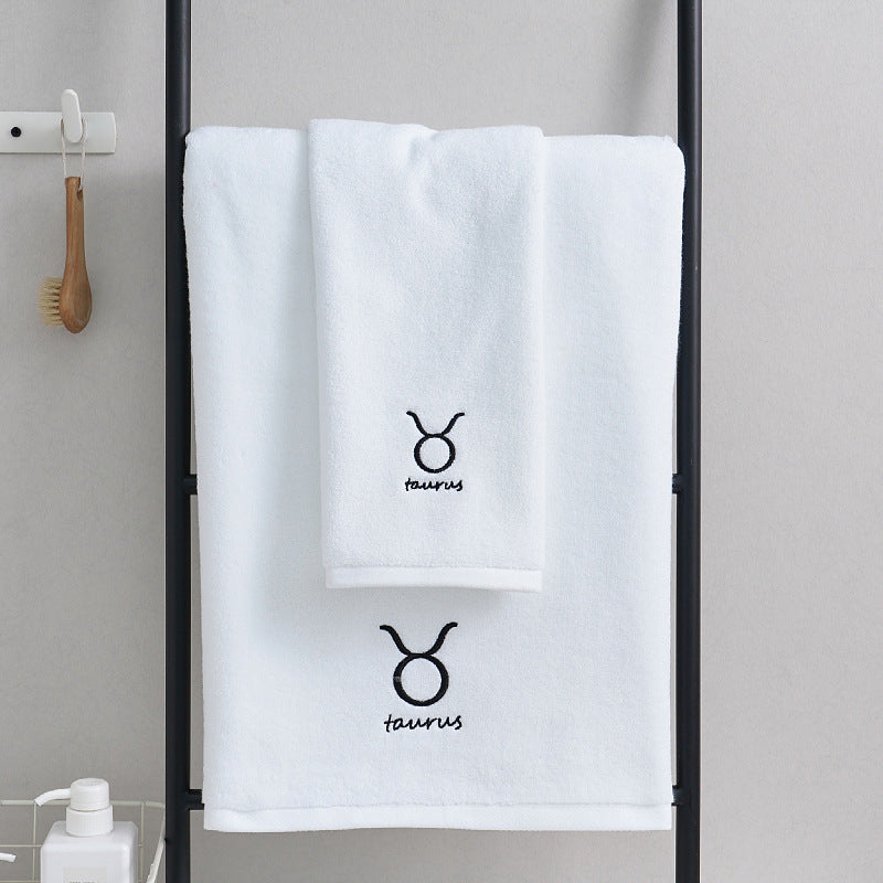 Zodiac Constellation Embroidered Cotton Towel