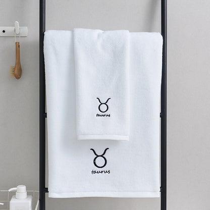 Zodiac Constellation Embroidered Cotton Towel