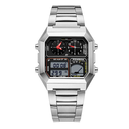 Men’s Dual Display Sport Chronograph Watch – 40mm Square, 30M Waterproof