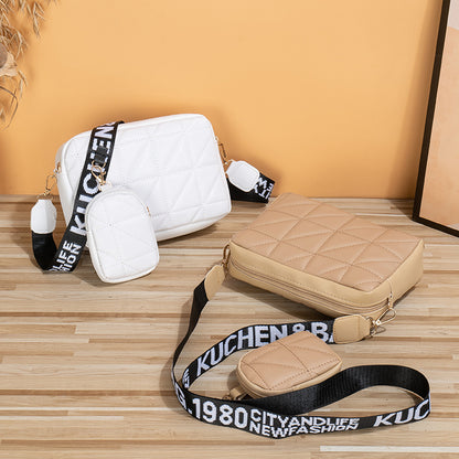 PU Leather Shoulder Bag & Wallet Set | 2-Piece | White, Black, Apricot