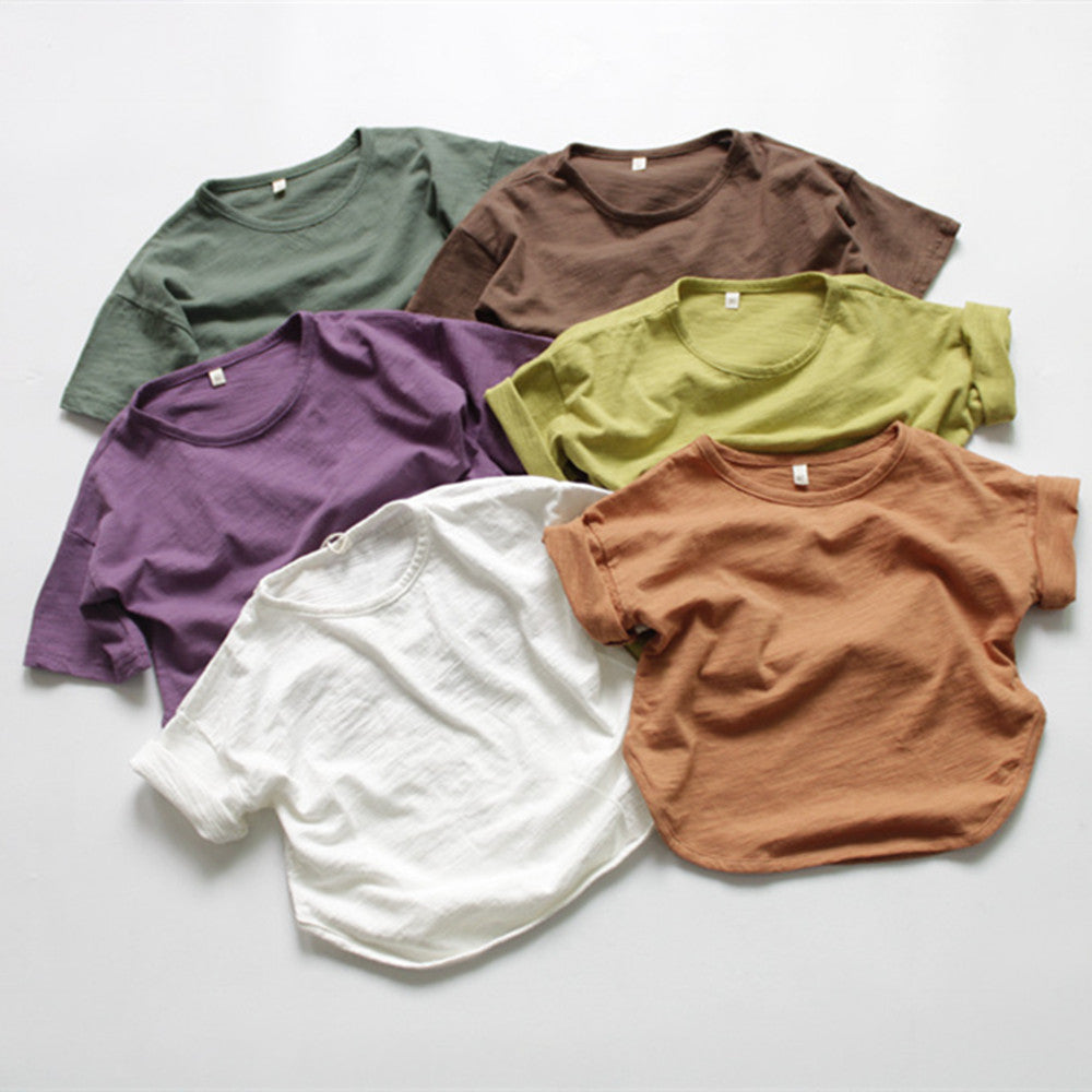 Kids Candy Colour Short Sleeve Cotton T-Shirt – 6 Colours