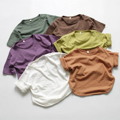 Kids Candy Colour Short Sleeve Cotton T-Shirt – 6 Colours