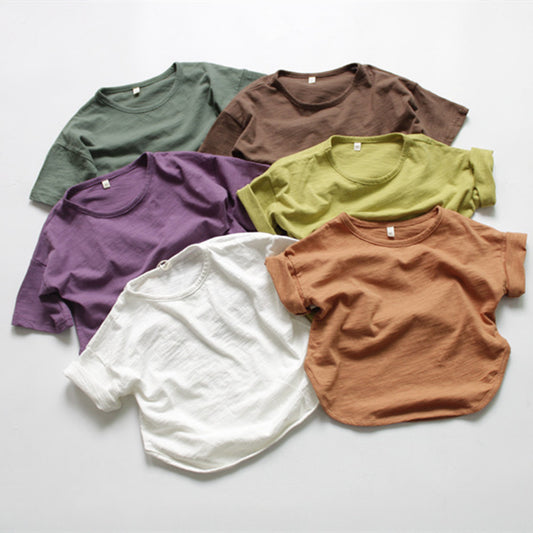 Kids Candy Colour Short Sleeve Cotton T-Shirt – 6 Colours