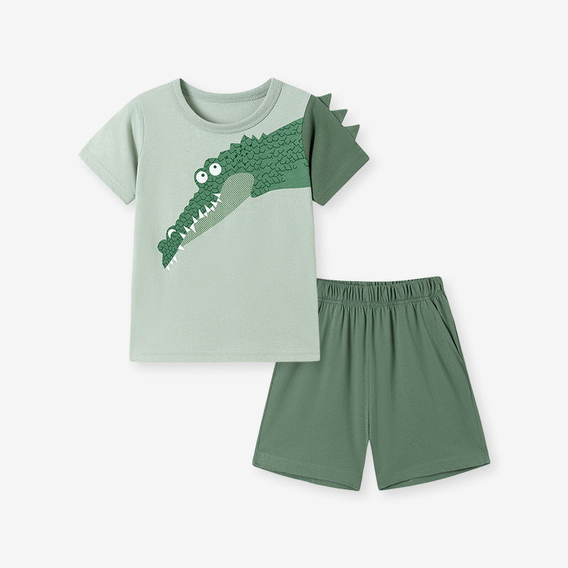Children's Cotton Cartoon T-Shirt and Shorts Set