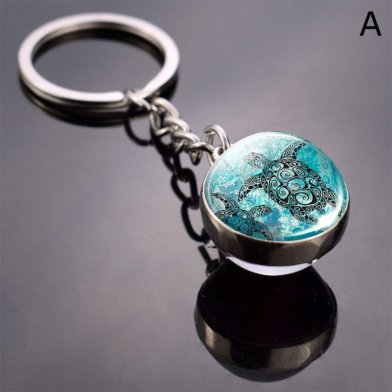 Double-Sided Glass Ball Keyring | Nature & Animal Designs