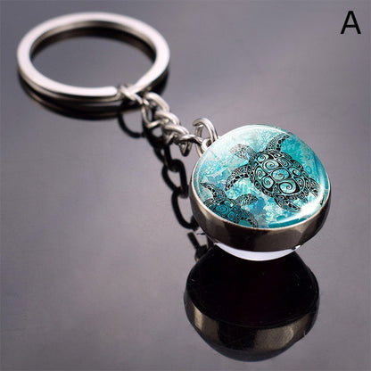 Double-Sided Glass Ball Keyring | Nature & Animal Designs
