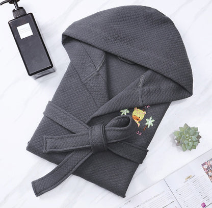 Children's Cotton Bathrobe | Hooded Wearable Towel for Boys & Girls