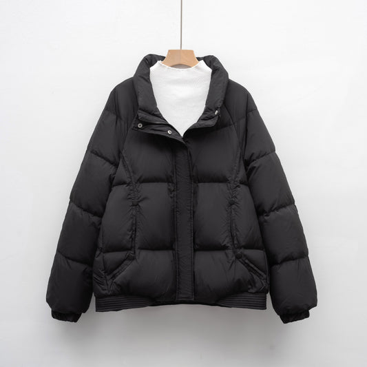 Women's Petite Thick Loose Duck Down Coat With Stand-up Collar For Warmth