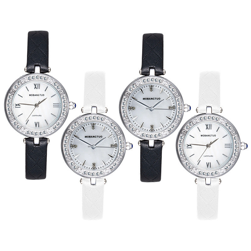 Women's Mineral Glass Quartz Watch | Roman & Diamond Dial