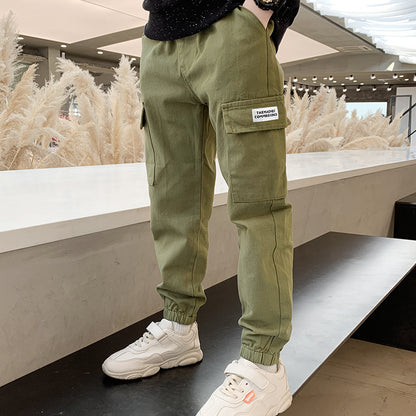 Boys Cotton Cargo Trousers | Multi-Pocket Casual Pants | Heights 110-170cm