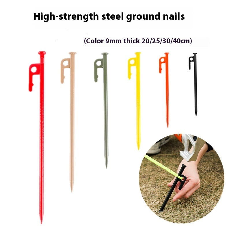 30cm Steel Tent Pegs – Heavy-Duty Camping Ground Stakes Black