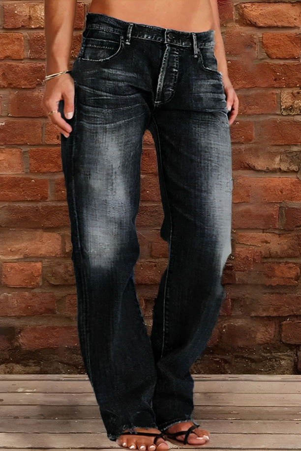 Women's High-Waist Loose Fit Jeans - Raw Hem, 10 Colours, S-5XL